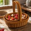 2 Pieces Handwoven PP Shopping Basket Multifunctional Wicker with Handle Washable