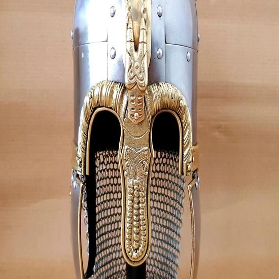 Medieval Copper gate Helmet with Stand Medieval helmet for Saxon Viking Helmet Brass and Steel Helmet Best Gift