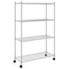 VidaXL 4-Tier Storage Rack with Wheels 90x35x137 Cm Chrome 200 Kg
