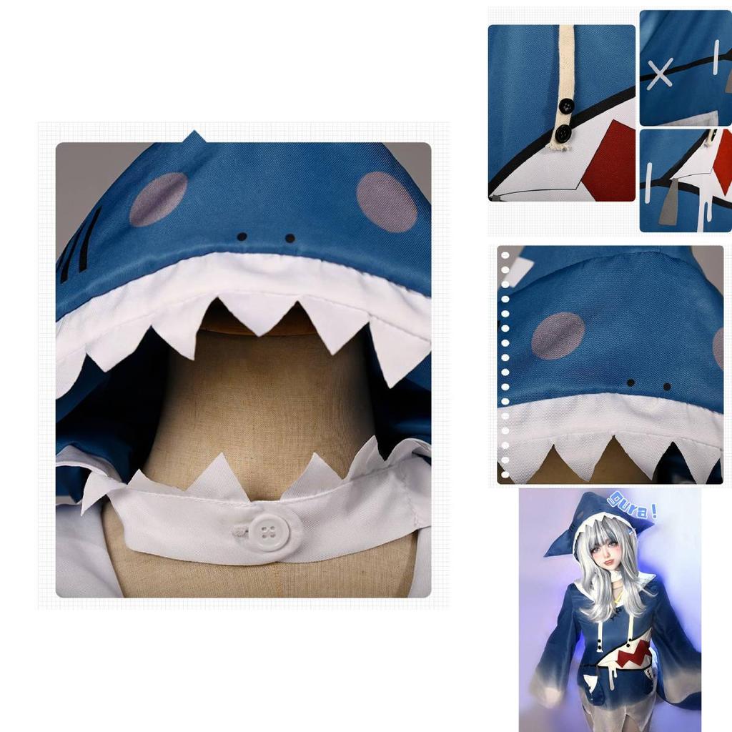 Get Hololive Gawr Gura Cosplay Costume Shark Jacket Outfit With Fish Tail Role Play