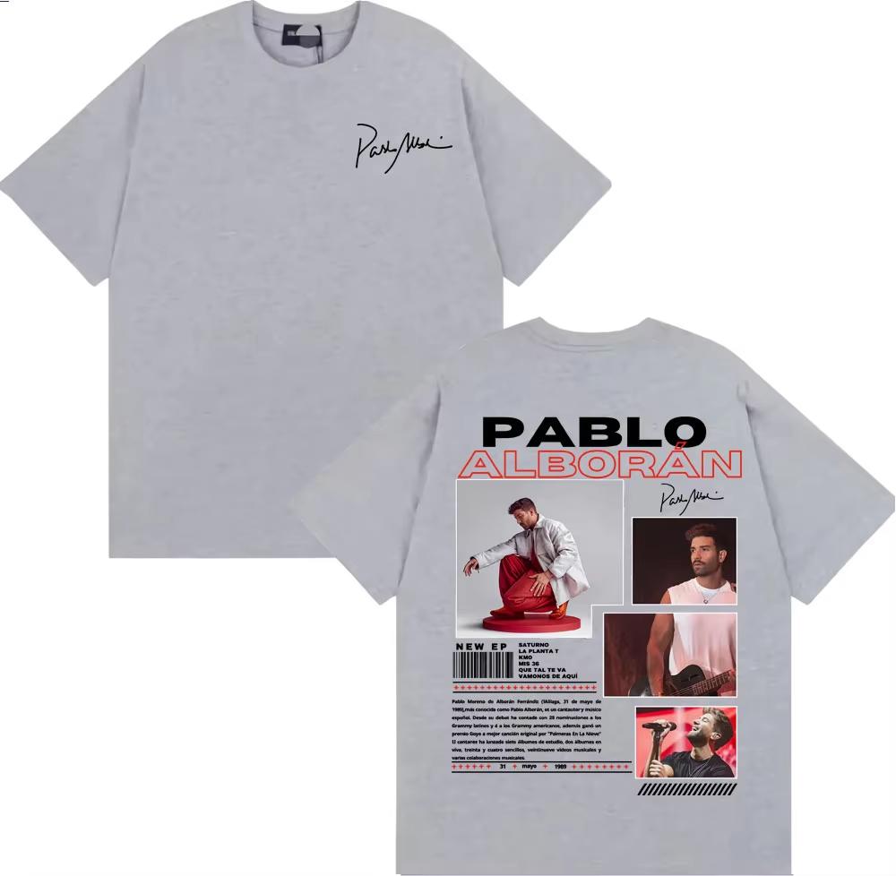 2026 Rappeur Pablo Alborán Global Tour Tshirt Hommes Femmes Harajuku Hip Hop Streetwear Coton Décontracté À Unisexches Courtes