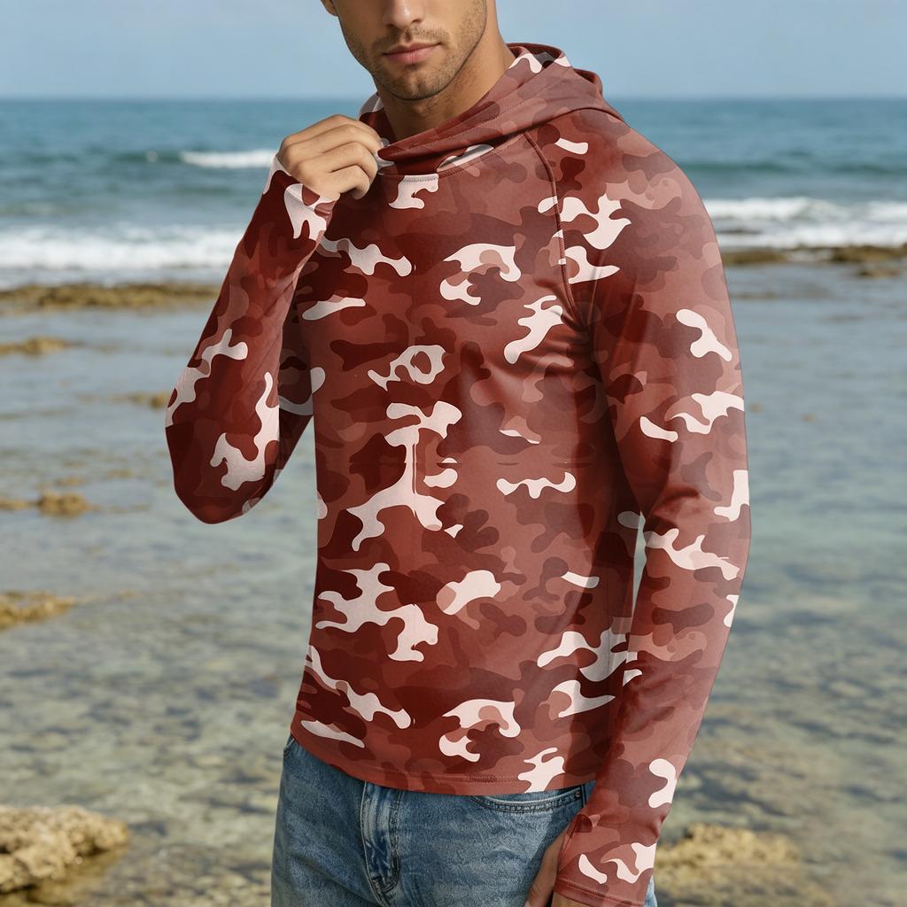 Men 50 Plus Sun Hoodie Long Sleeve Lightweight Quick Dry Hooded Shirt for Outdoor Activities