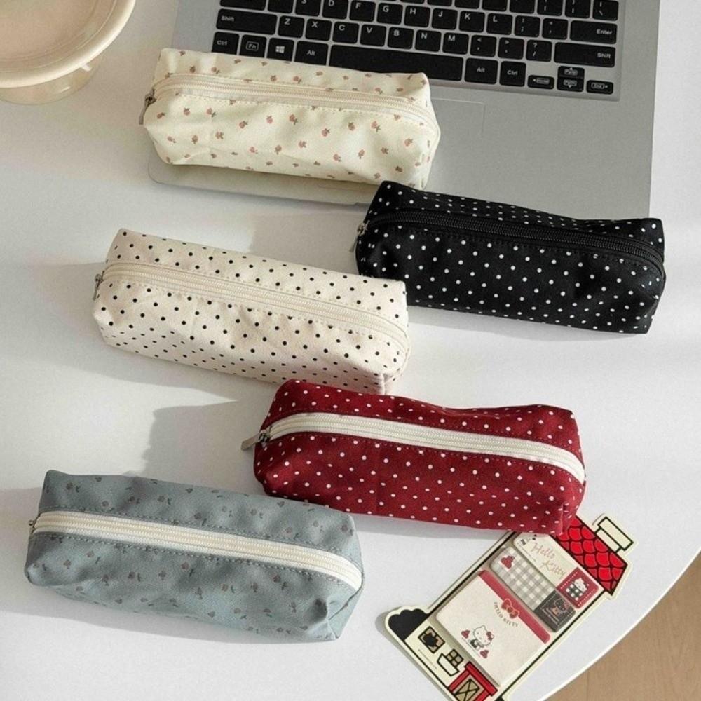 Astuccio in Tela a Pois Borsa Porta Penne Nuova Pochette per Cancelleria Uso Scolastico