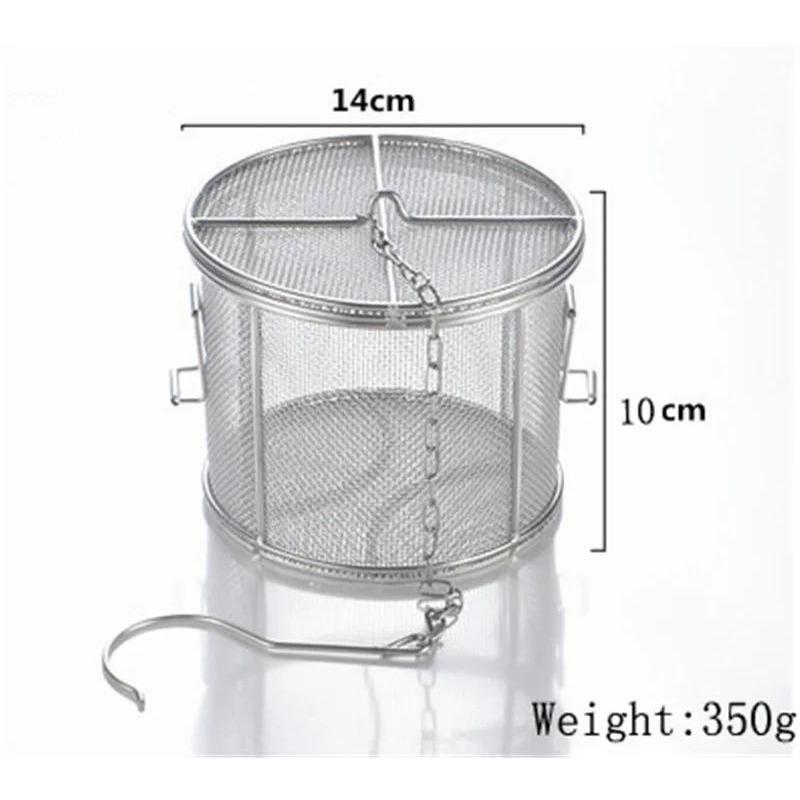Big Stainless Steel Fine Mesh Strainer Gravy Soup Taste Spice Box Basket Brine Hot Pot Slag Separation Colander Strainers Basket