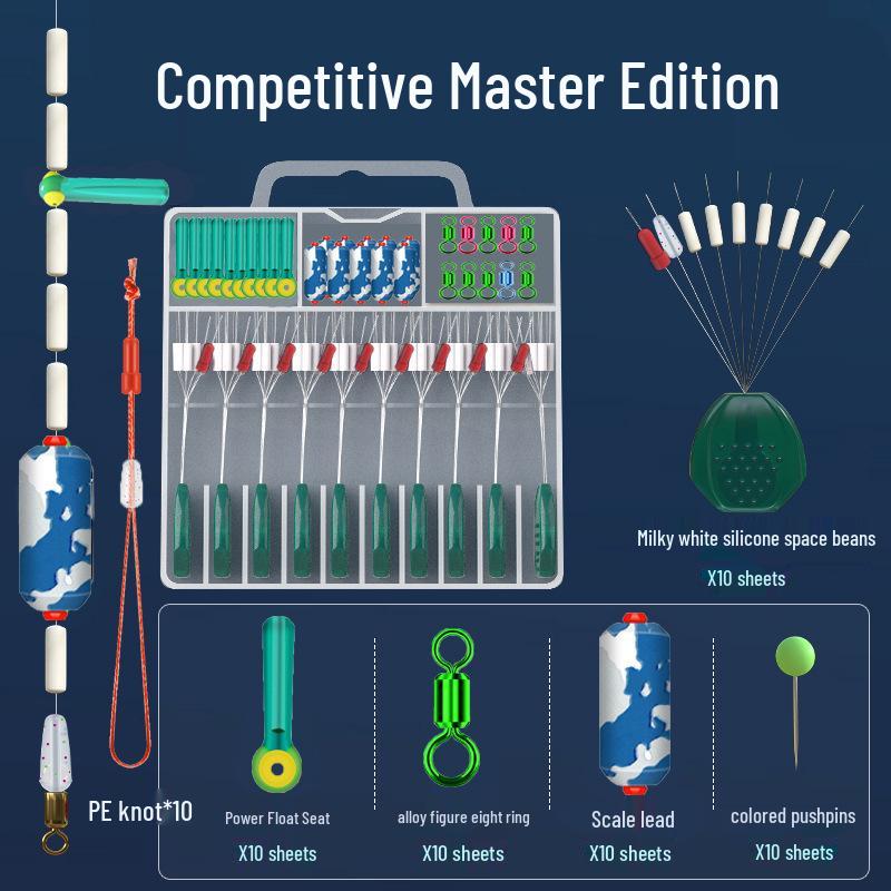 50-teiliges Angelzubehör-Set: Silikon-Space-Beans, Wirbel, Schwimmkörper, Hauptschnur