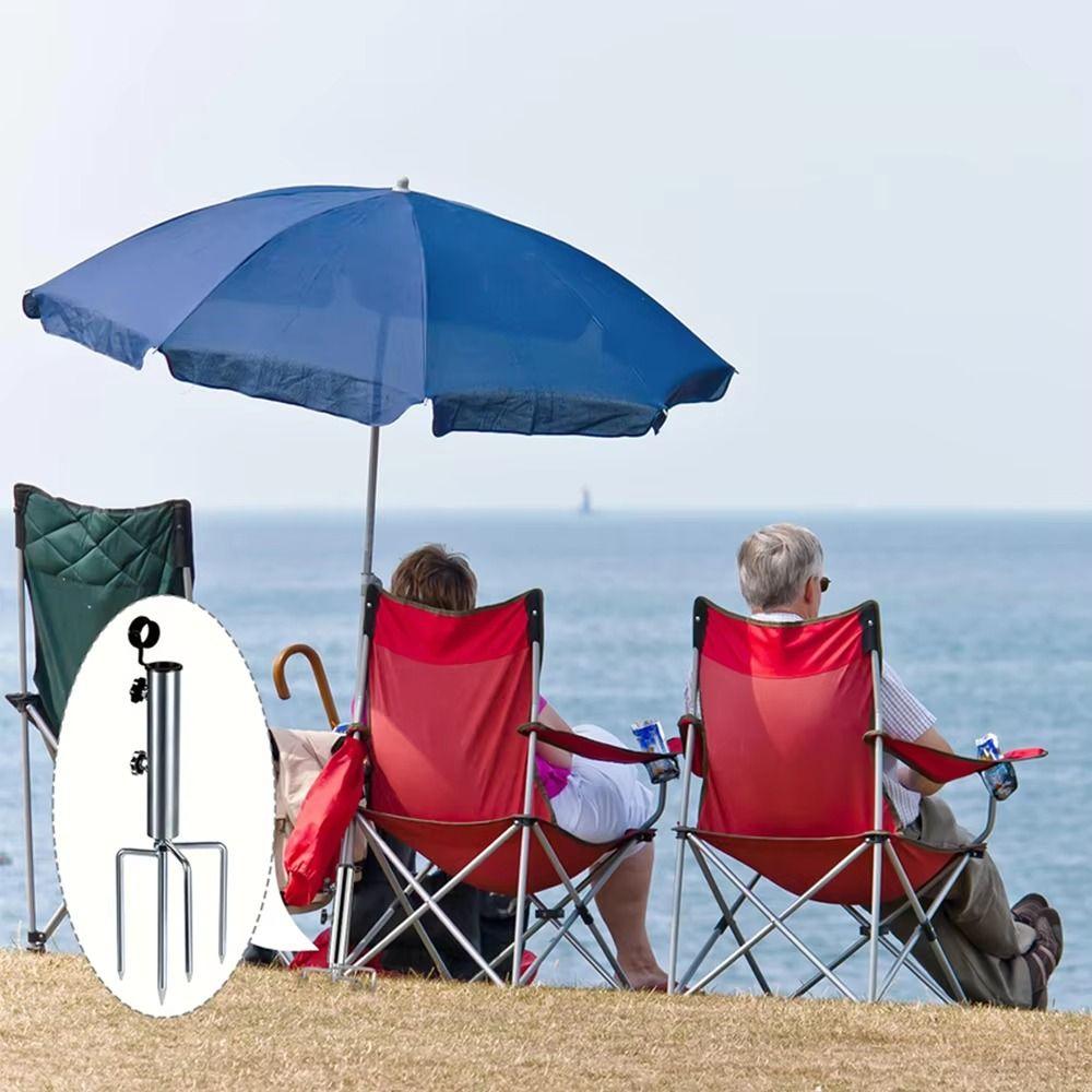 4 Nägel Strandsonnenschirmständer Tragbar Outdoor Fahnenmast Halter Camping Sonnenschirm Basis Sonnenschutz