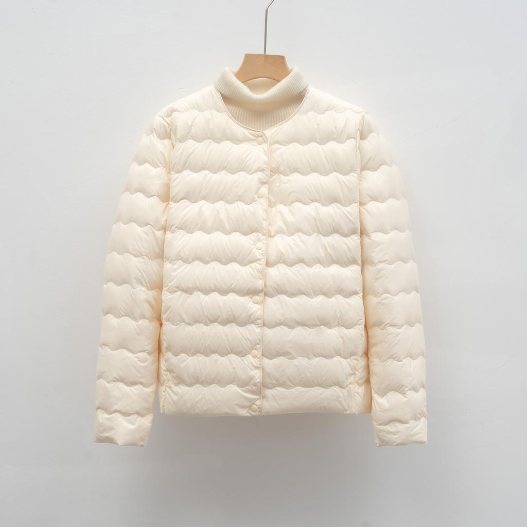 Daunen-Innenjacke Neuer Nationaler Standard 90% Daunen Vielseitig Rundhals Einfaches Wellenmuster Herbst- und Winterjacke Daunenjacke Damen