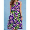 New Summer Beach Floral Print Dress For Women Casual Sexy Sleeveless V-neck Loose Mini Dress Elegant Short Dress Vestido