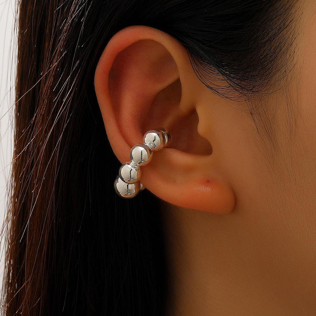 Minimalist Ribbed Striped Non-Piercing Sterling Silver Pearl White Ear Cuffs for Women