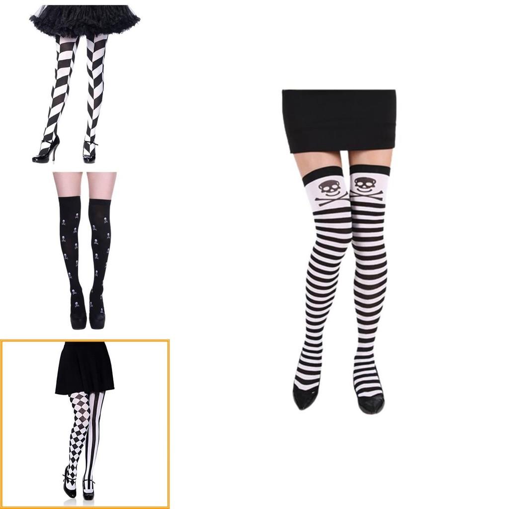 Hengzhou Halloween Skeleton Ghost Thigh-high Stockings Ultra-thin Breathable Sweat-absorbent