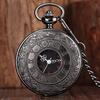 Vintage Roman Numerals Pocket Watch with Chain Hollow Case Steampunk Quartz Fob Watch