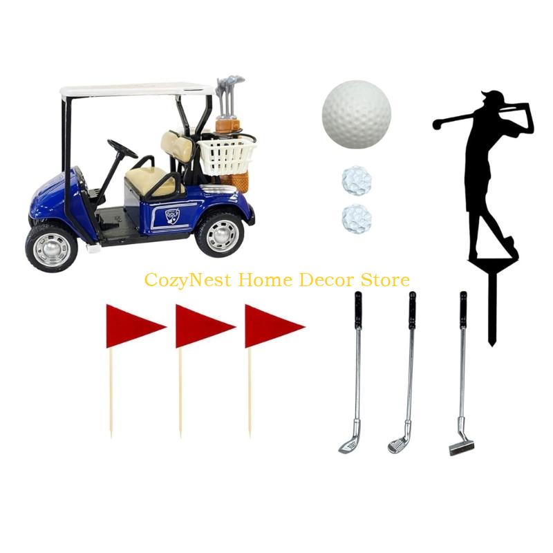 92MF Golfing Cart Standard Cake Leader For Golfing Theme Party Birthday Celebration Plastic Decoration