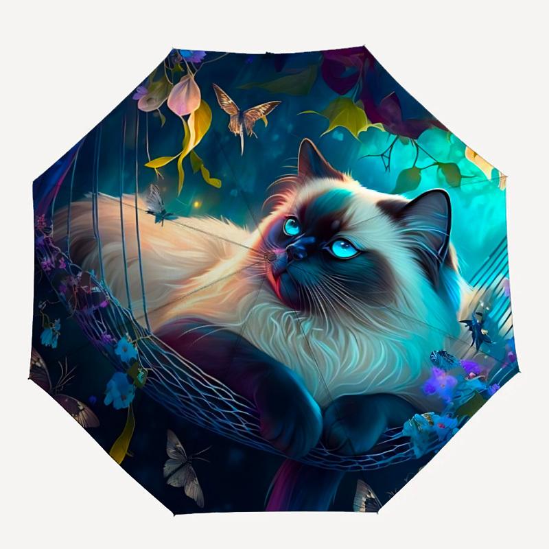 

1pc Cat Fantasy Garden Automatic Open/Close Umbrella with Windproof, 8-Rib Sturdy Canopy, Durable Ribs, Ideal for Gifts yy251117067