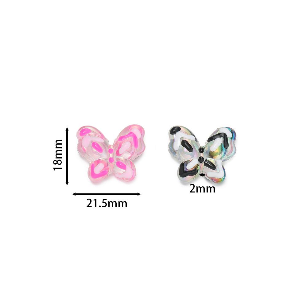 1Pcs Acrylic Hand-Painted Butterfly Beads Colorful Loose Beads for DIY Bracelet Phone Chain Jewelry Making Supplies Findings