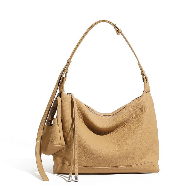 Genuine Leather Single-shoulder Bag Large Capacity Commuter Tote Bag High-end and Fashionable Underarm Bag