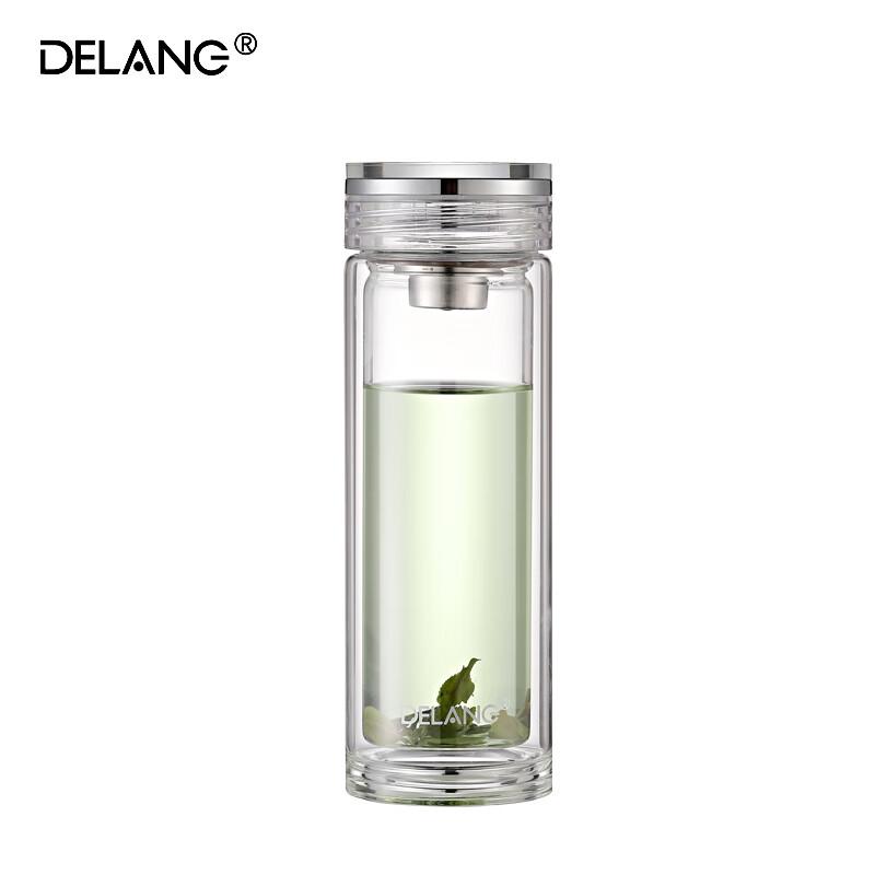 DELANG 320ml Double Wall Glass Tea Tumbler with Infuser