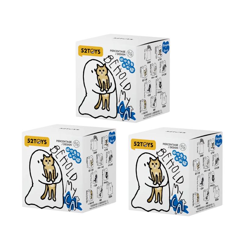 52toys Ghost Behold My Cat Serie Blind Box Nachtlichtgevend Model Speelgoed Bureau Leuke Versiering Meerdere Stijlen Katten Modellerend Speelgoed Mysteriedoos white