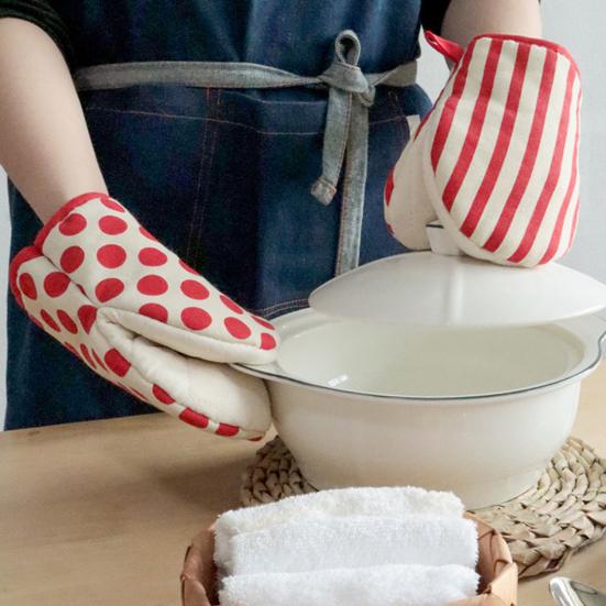 1 Paar Ofenhandschuhe mit Baumwollfutter Hitzebeständig Verbrühschutzhandschuhe Verdickt Küchen-Sicherheitsausrüstung zum Backen Grillen Kochen