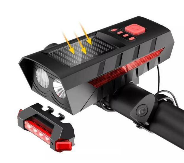 Multifunctional USB Rechargeable Solar Bicycle Headlight & Speaker