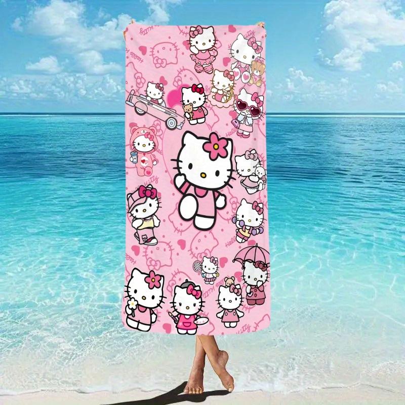 

Kawaii Hello Kitty Beach Towel Single Sided 2D Print Vibrant Durable Towel Home Bathroom Pool Beach Playful Decor Gift For Kids W30*H60(CM)