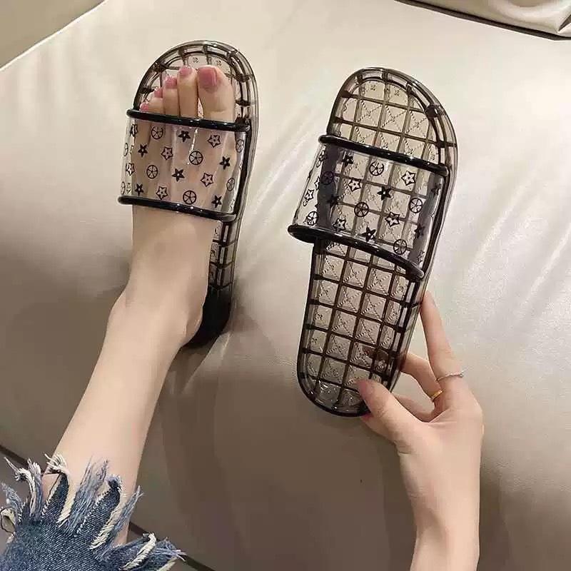 Crystal bow slippers transparent outer wear summer home indoor bathing non-slip cool slippers