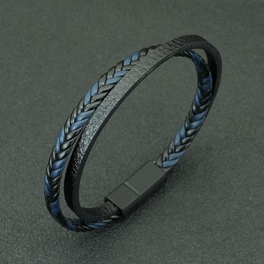 Премиальный кожаный плетеный двухслойный мужской браслет ручной работы, плетеный, со съемной магнитной застежкой, панк-браслет, уличный крутой мужской браслет, ручные украшения