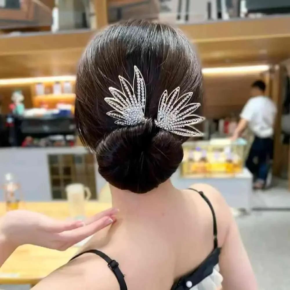 Whale Tail Rhinestone Flower Hair Clip Hair Bun Maker Bundle Lazy Hair Curler Hair Accessories Hair Styling Tool