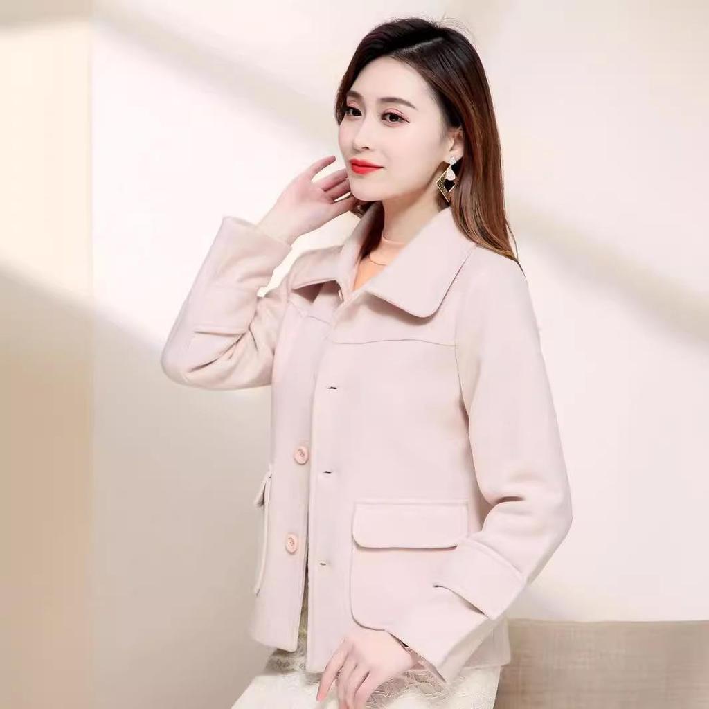 Petite Women's 2024 Korean Woolen Coat - Short Style Casual All-match Cardigan