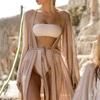 New knitted elastic mesh cardigan long sunscreen suit beach jacket bikini outer swimsuit blouse women