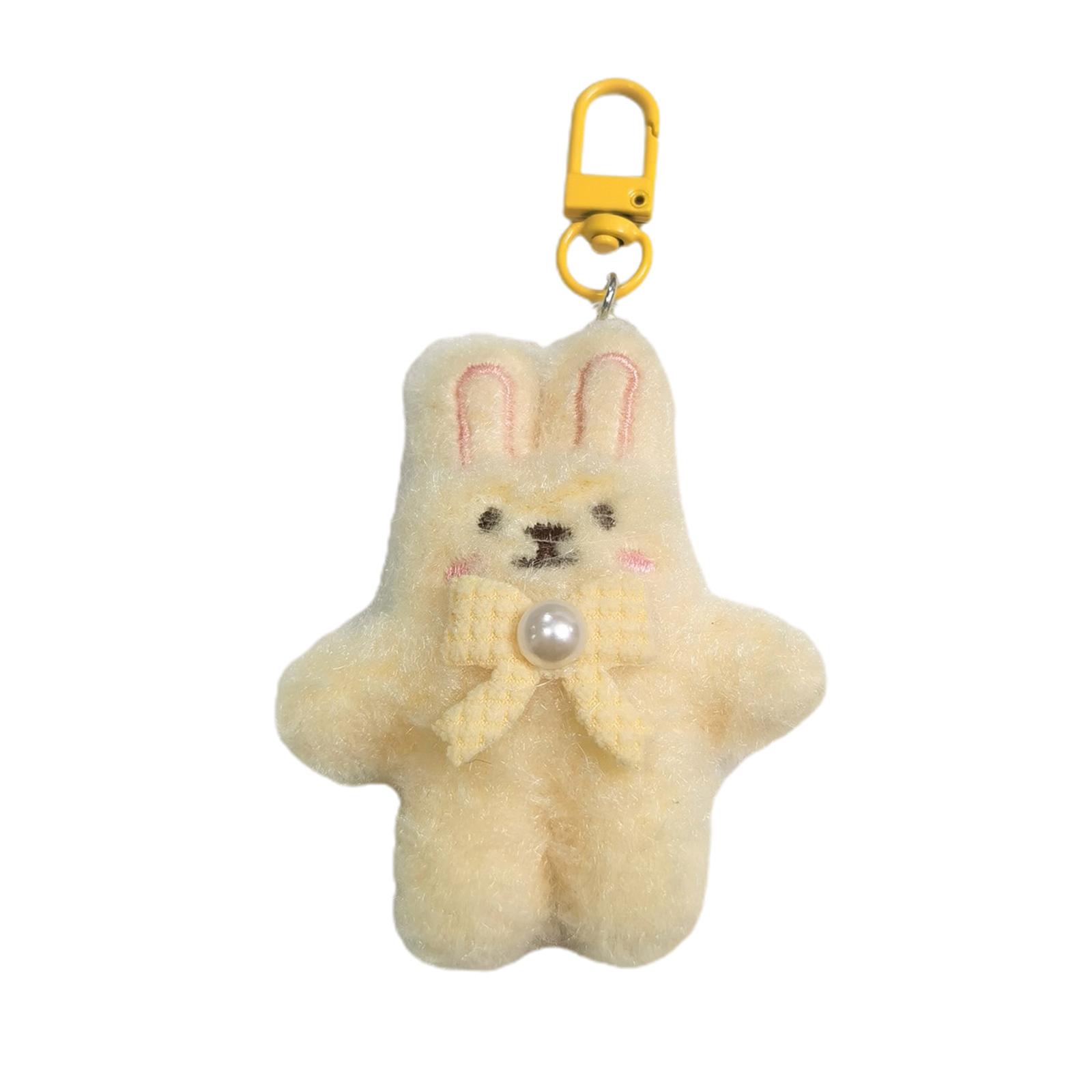 

Милый плюшевый брелок-кролик с жемчужным бантиком для девочек и женщин, мягкий пушистый шарм, брелки, подвеска-аксессуар жёлтый