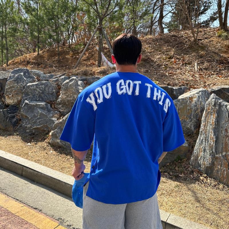 Men's Summer Large Size T-Shirts Loose Tee Workout Gym Fit T Shirts Fitness Short Sleeves Letter Printing Tops