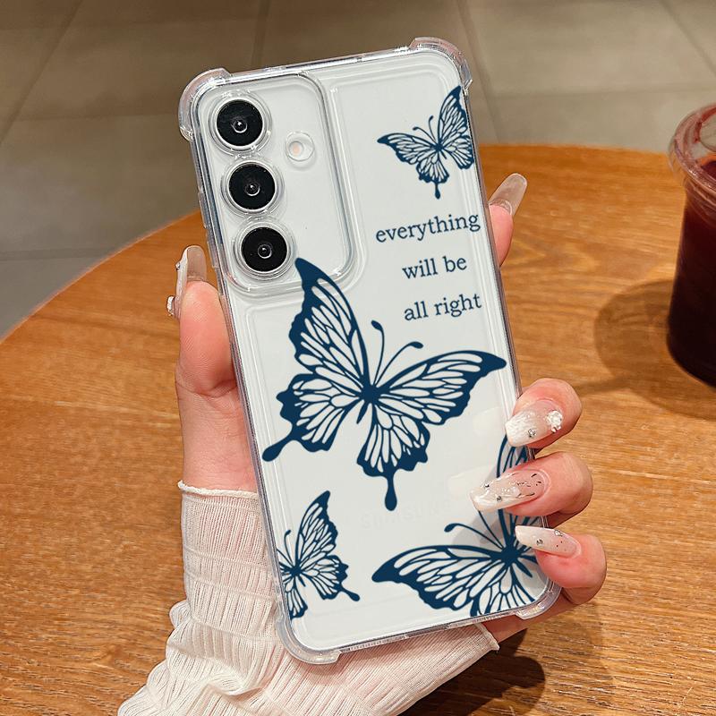 Simple Butterfly Print Phone Case For Samsung Galaxy A57 A37 A17 A56 A16 A55 A36 A26 A15 A35 A54 A53 Clear Shockproof Soft Cover