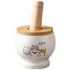Cartoon Cat Ceramic Jar, Mashed Garlic Mortar Garlic Porcelain Jar Household Garlic Masher Pounding Medicine Jar Spice Grinder