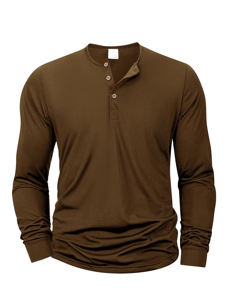Camiseta de Manga Larga para Hombre Ajustada Camiseta Interior Tops de Fitness Camisetas Camisa Henley con Botones Camiseta Casual Acogedora