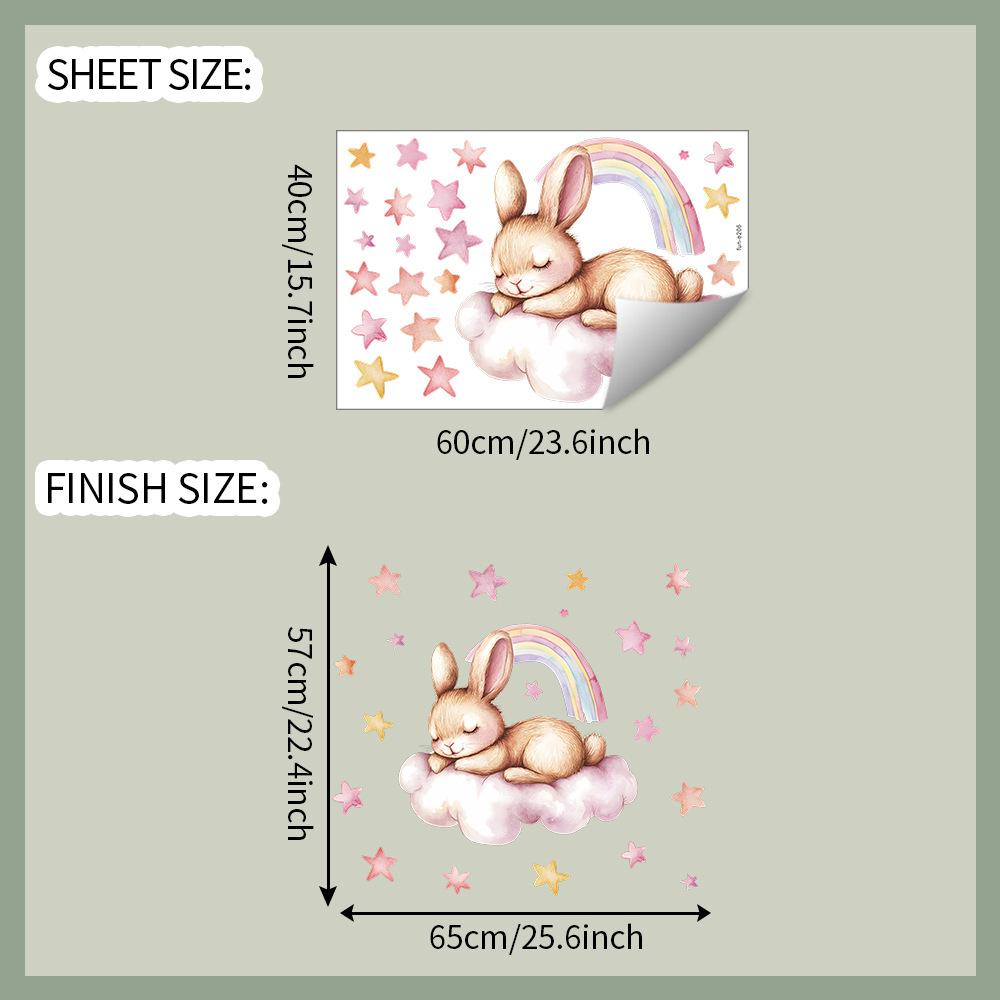 

Goodnight Bunny with Stars and Rainbow Wall Stickers Dreamy Wall Art for Bedroom, Living Room and Hallway Decor 4060cm різнокольоровий