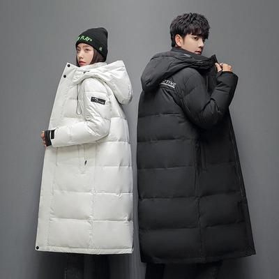 Herren Daunenjacke im koreanischen Stil, modischer mittellanger warmer Mantel für Paare