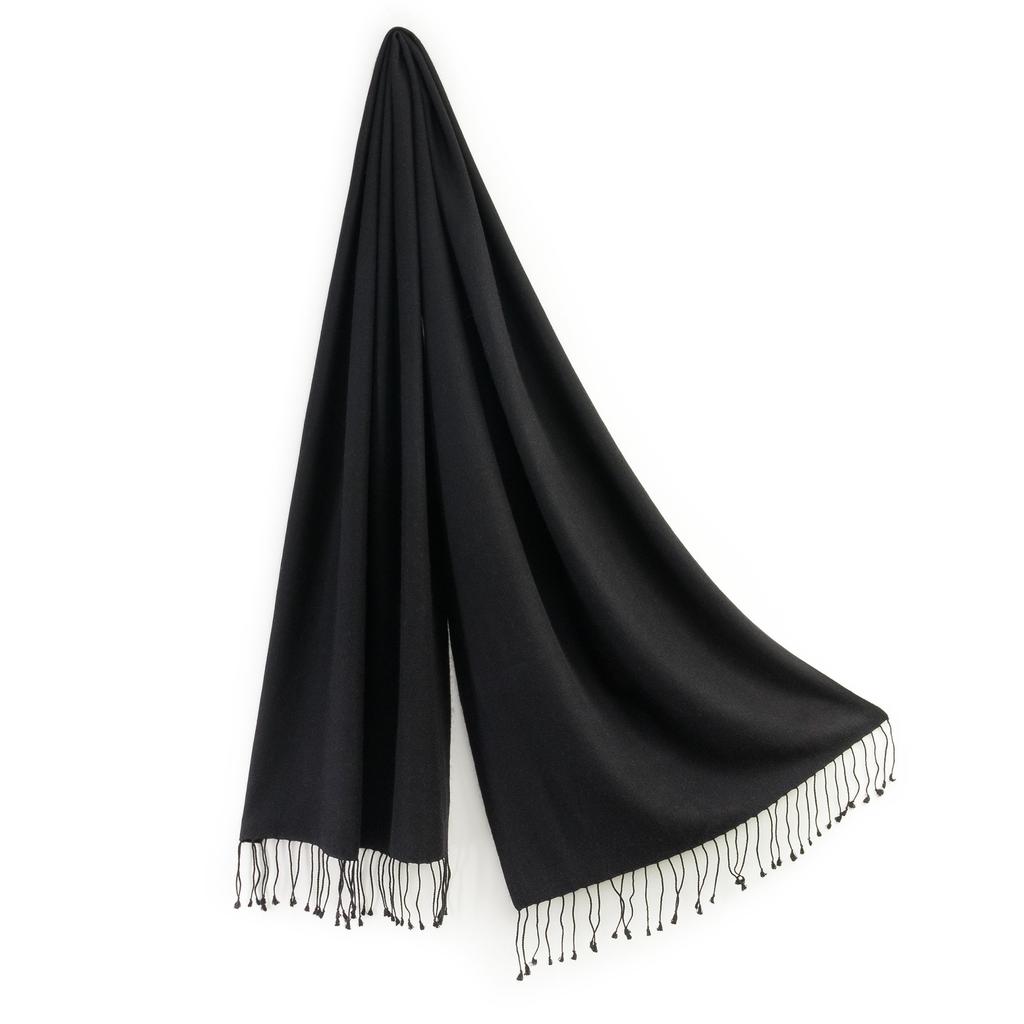Cashmere and Silk Stole In Black Gift 45x180cm [Pashmina Collection] Box,