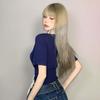 Summer Women Sexy Short Sleeve T-shirt Street Korean Clothing New Short Tees Drawstring Slim Contrast Letter Graphic Crop Tops