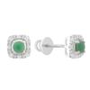Silver Earrings with Natural Emerald, Cubic Zirconia (2188063)