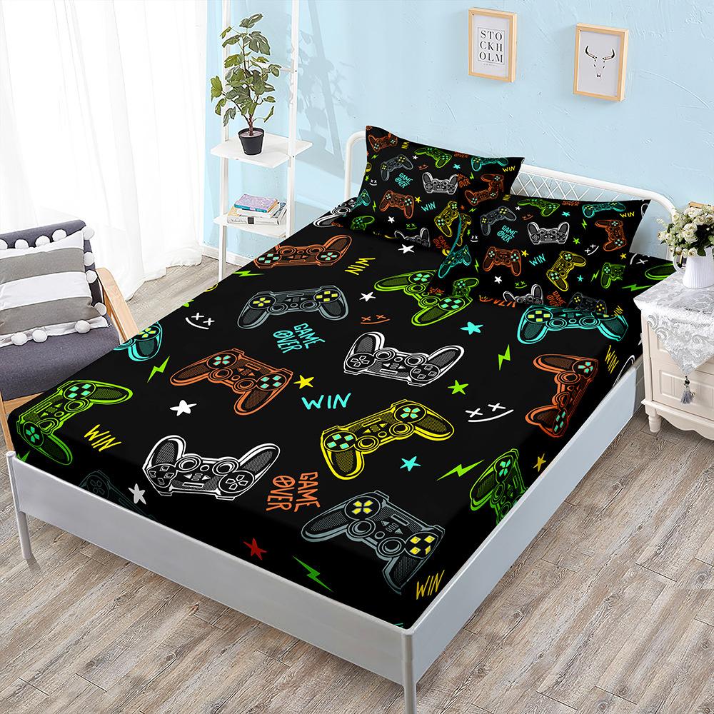 New Gamepad Gaming Sheet Bed Mattress Protector Gamer Bedding Elastic Fitted Sheet Kids Boys Bed Cover Twin Full Queen King Size