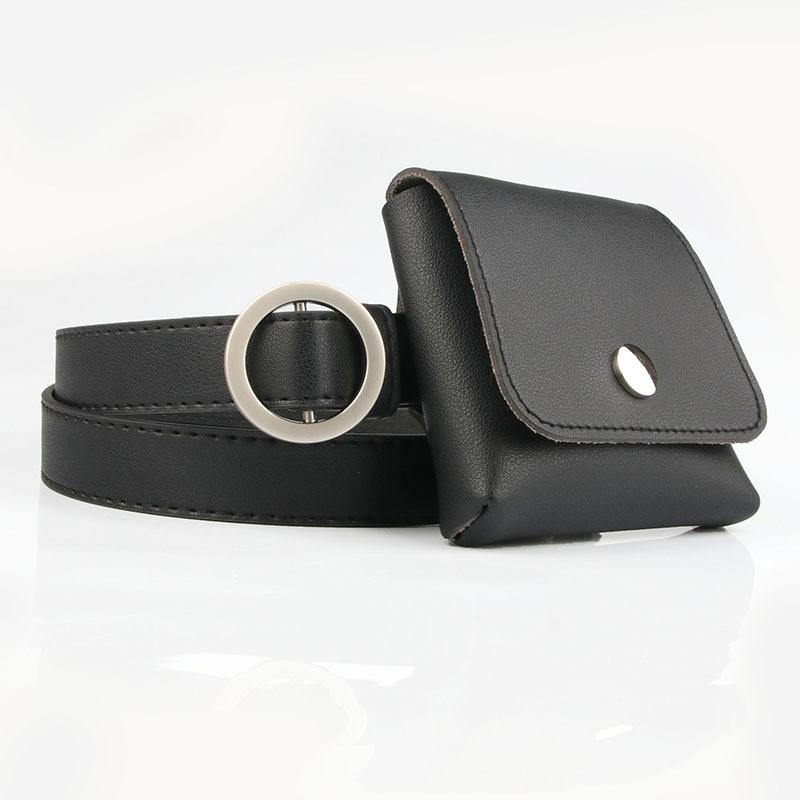Minimalist Faux Leather Waist Bag With Round Circle Buckle For Casual And Office Use