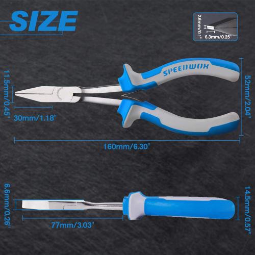 SPEEDWOX Long Reach Flat Pliers, Flat Nose Pliers, Mini, Perfect for Precision Work In Hard-to-Reach Spaces, Long, Slotless, Long Tip, Compact, Lightw