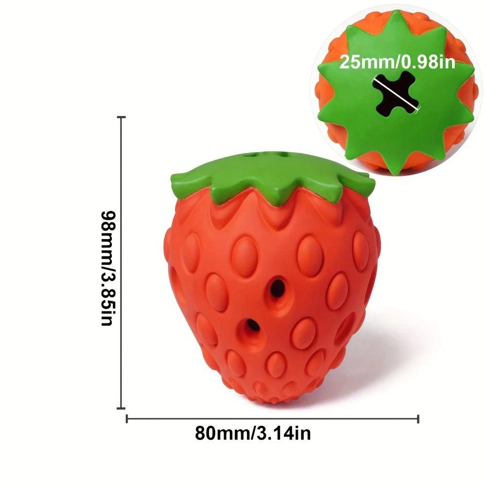 Aardbeivormige Hondenspeelbal met Voedseldispenser Tandenpoetsen Hondentanden Slijpen Speelgoed Puzzelspeelgoed