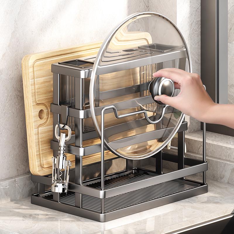 Multi-functional Kitchen Storage: Cutting Board, Knife, and Chopstick Holder