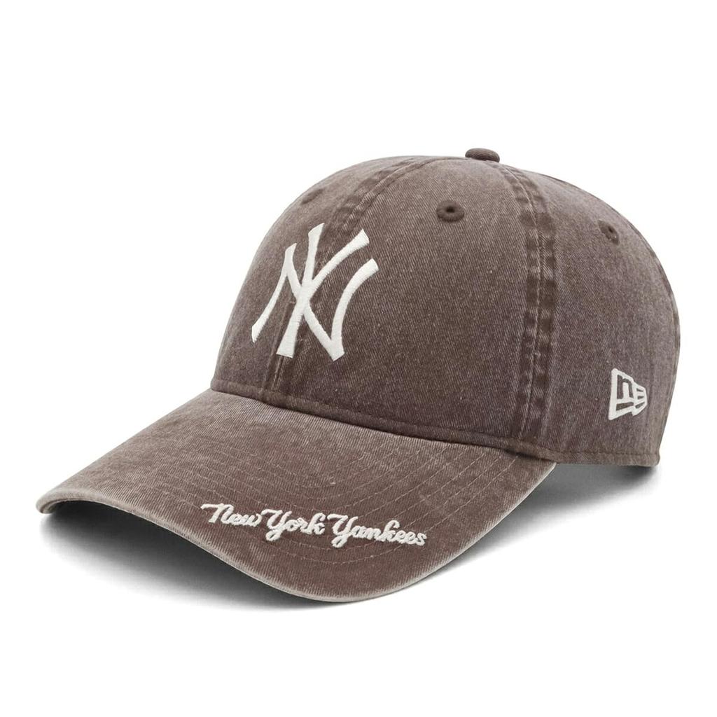 NEW ERA 9TWENTY Cap Long Visor Acid Wash Visor Logo MLB New York Yankees Brown M/L