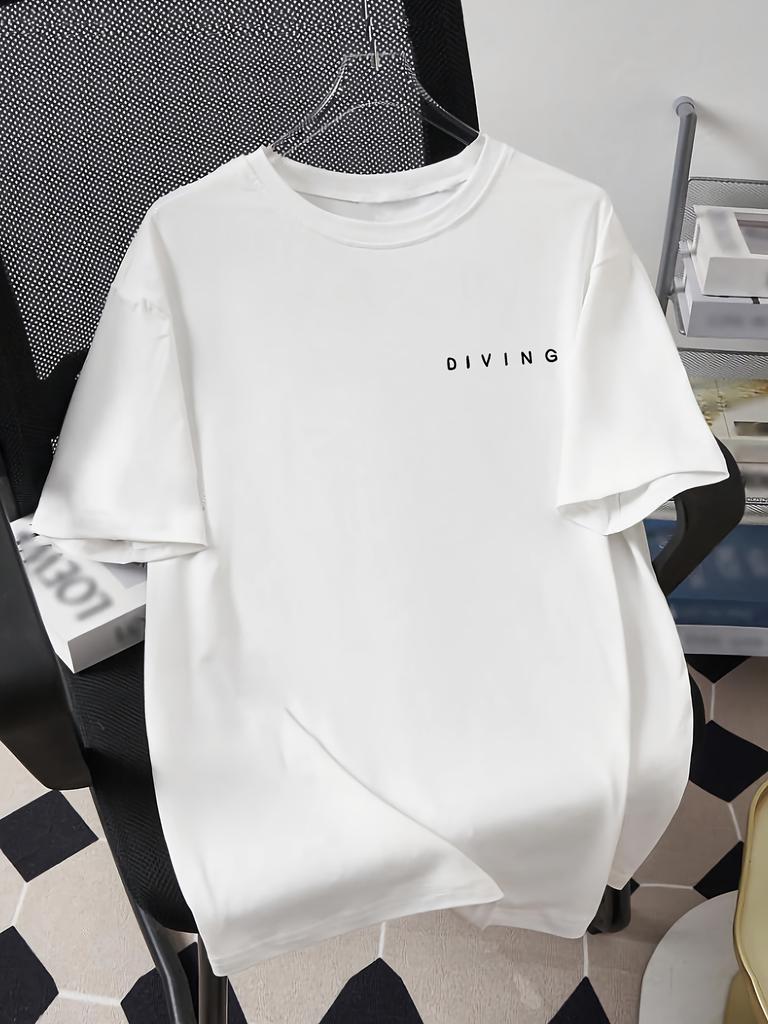 Herren Sommer Kurzarm T-Shirt mit Aufdruck und Rundhalsausschnitt, Geeignet für Outdoor-Aktivitäten, Lockere Passform