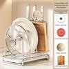 Multi-layer Pot Lid Rack Stainless Steel Rustproof Chopping Board Organizer Space Saving with Drainage Tray Cutting Board Holder