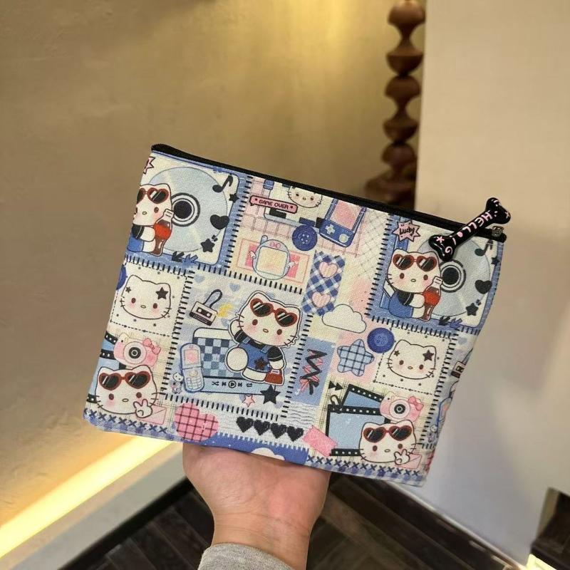 Cute Cartoon Camera Sanrio Hello Kitty Handbag Portable Large Capacity Makeup Bag Kawaii Kt Cat Anime Periphery Storage Bag