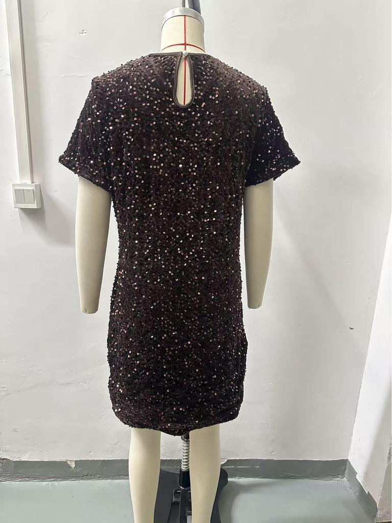 2026 Europäisches & Amerikanisches Damen Pailletten Slim-Fit Sommerkleid