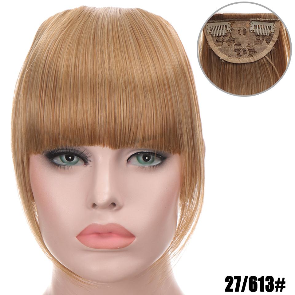 Nowe ładne dziewczyny do przedłużania włosów grzywka prosta peruka kawałek klip na klips z przodu włosy grzywka peruki syntetyczne niewidoczne grzywki czarny brązowy
